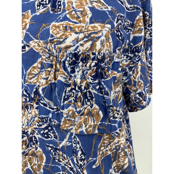 Vintage Personal Blue Tropical Printed Boat Neck Short Sleeve Shirt 8 - Picture 8 of 10